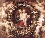 RUBENS, Pieter Pauwel Madonna in Floral Wreath Spain oil painting artist